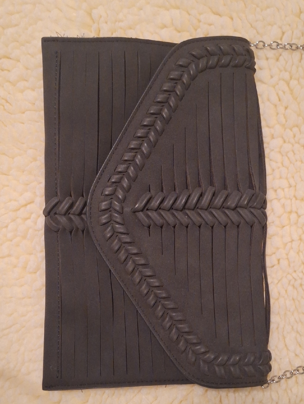 Blackish CHARCOAL Braided Envelope Crossbody Bag - Unbranded - Picture 3 of 10